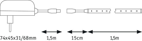 P 78953 SimpLED Strip sada 1,5m 5W teplá bílá s krytím - PAULMANN