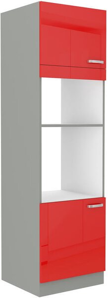 Lempert Vysoká skříň na vestavěnou ROSE červený lesk / šedá, 60 DPM-210 2F