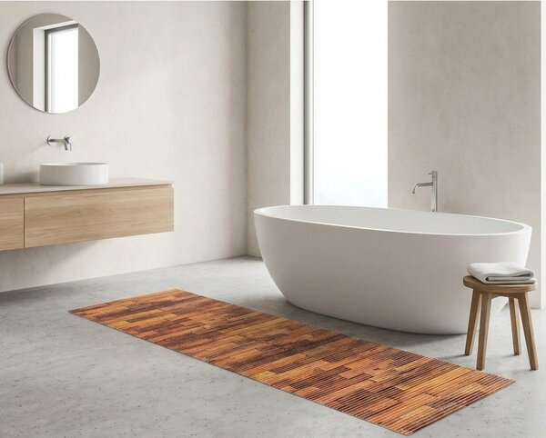Hnědá plastová koupelnová předložka 65x200 cm Lambris – Wenko