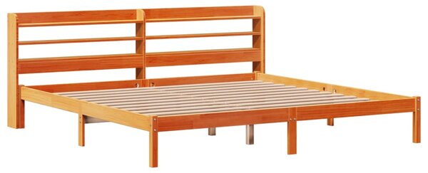 Rám postele s čelem voskově hnědý 200x200 cm masivní borovice 3306563