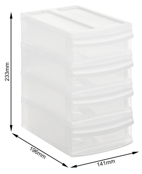 Rotho XXS - Box s 4 zásuvkami, úložný box vysunovací, transparentní Rotho SYSTEMIX - TOWER RT1114700096