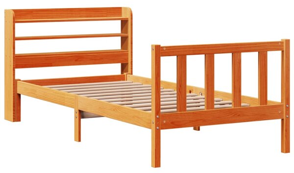 Rám postele s čelem voskově hnědý 100 x 200 cm masivní borovice 3306596