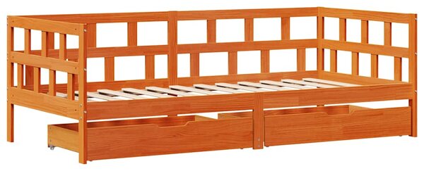Válenda se zásuvkami voskově hnědá 80 x 200 cm masivní borovice 3302090