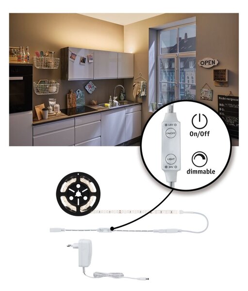 P 78955 SimpLED Power Strip sada 1,5m teplá bílá 17W s krytím - PAULMANN