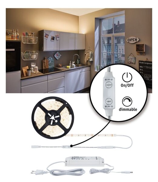 P 78956 SimpLED Power Strip sada 3m teplá bílá 33W s krytím - PAULMANN