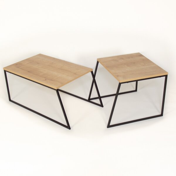 SADA 2x Konferenční stolek PAL 75x50/55x47 cm béžová/černá