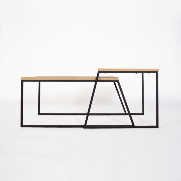 SADA 2x Konferenční stolek PAL 75x50/55x47 cm béžová/černá