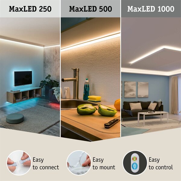 P 71112 MaxLED 500 LED Strip Full-Line COB samostatný pásek 2,5m 13W 600lm/m 640LEDs/m měnitelná bílá - PAULMANN