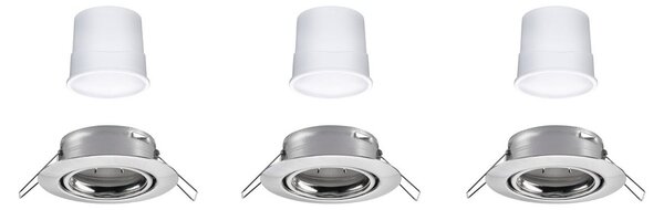 P 92467 LED vestavné svítidlo Smart Home Zigbee Base Coin základní sada výklopné kruhové 90mm 20° 3x4,9W 230V stmívatelné RGBW+ kov kartáčovaný - PAULMANN