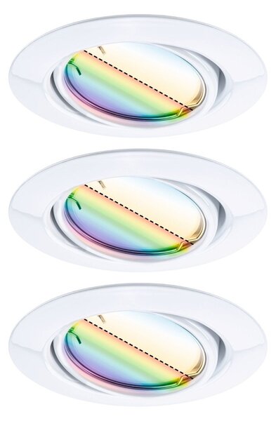 P 92466 LED vestavné svítidlo Smart Home Zigbee Base Coin základní sada výklopné kruhové 90mm 20° 3x4,9W 230V stmívatelné RGBW+ bílá - PAULMANN