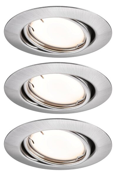 P 92464 LED vestavné svítidlo Smart Home Zigbee Base Coin základní sada výklopné kruhové 90mm 20° 3x4,9W 230V stmívatelné 3000K kov kartáčovaný - PAULMANN