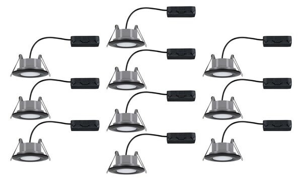 P 92462 LED vestavné svítidlo Calla základní sada výklopné IP65 kruhové 90mm 30° 10x6W 230V 4000K černá mat - PAULMANN