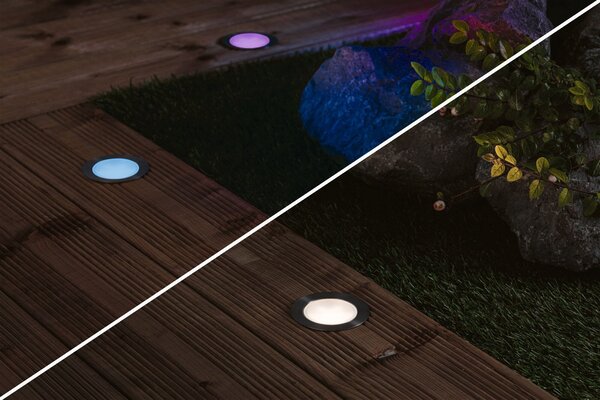 P 94752 Plug & Shine LED zemní svítidlo Smart Home Zigbee Floor RGBW 3ks sada IP67 RGBW 3x2W 21VA ocel - PAULMANN