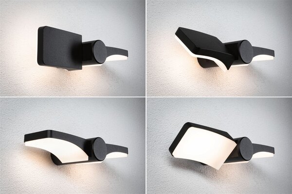 P 94766 LED venkovní nástěnné svítidlo Pekana IP44 300x130mm 3000K 2x6W 230V antracit hliník - PAULMANN