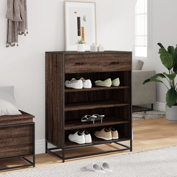 Botník hnědý dub 75 x 38 x 97,5 cm kompozitní dřevo a kov