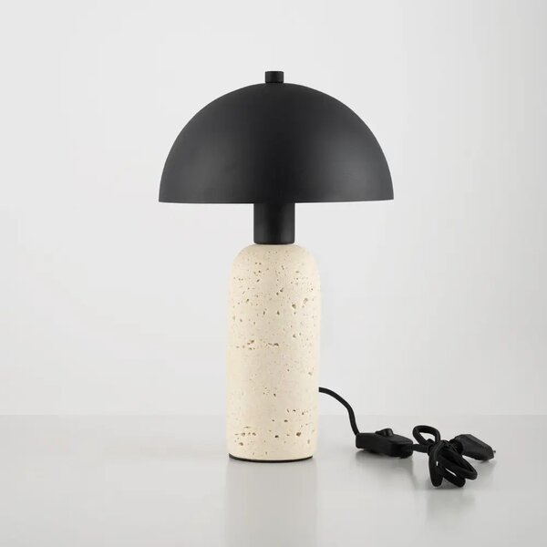 Nova Luce Černá kovová stolní lampa Vannie s betonovou podstavou