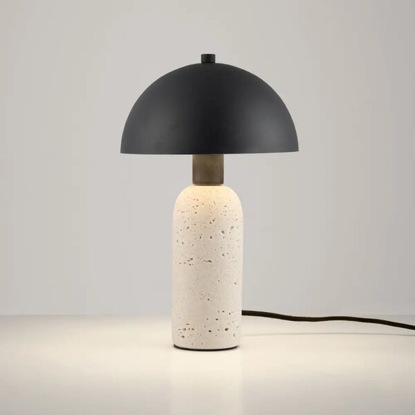 Nova Luce Černá kovová stolní lampa Vannie s betonovou podstavou
