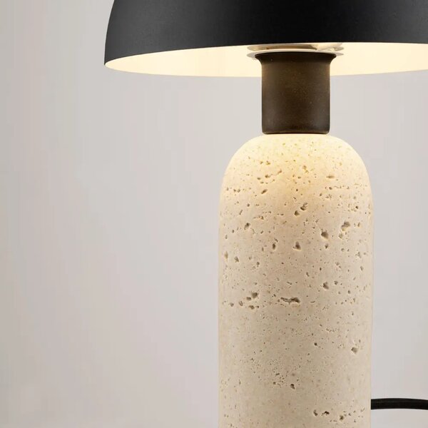 Nova Luce Černá kovová stolní lampa Vannie s betonovou podstavou