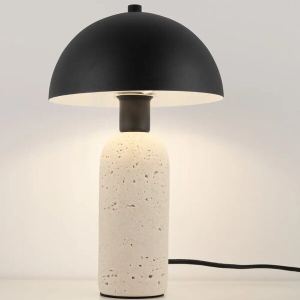 Nova Luce Černá kovová stolní lampa Vannie s betonovou podstavou