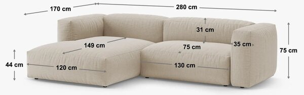 -25 % Dny Marianne - Micadoni Tmavě hnědá sametová rozkládací pohovka Martina 280 cm, levá