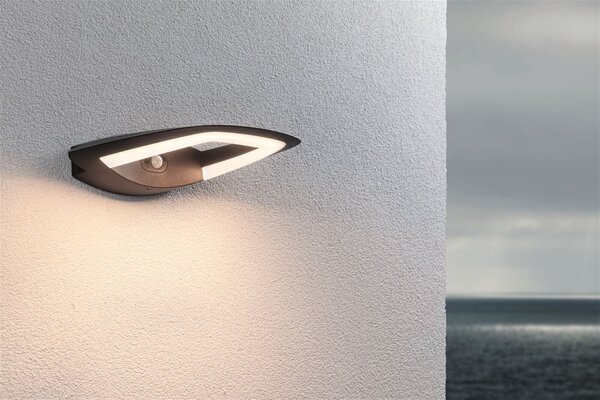 P 94838 LED venkovní nástěnné svítidlo Akena pohybové čidlo IP44 243x254mm 3000K 11W 230V antracit hliník - PAULMANN