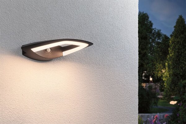 P 94838 LED venkovní nástěnné svítidlo Akena pohybové čidlo IP44 243x254mm 3000K 11W 230V antracit hliník - PAULMANN