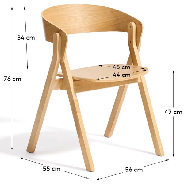 Kave Home Dřevěná jídelní židle Godia