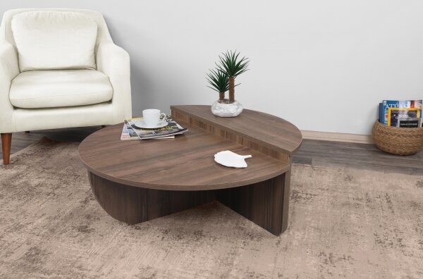 SADA 2x Konferenční stolek PODIUM 90x60/85x30 cm hnědá