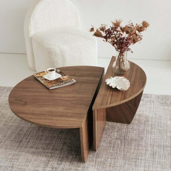 SADA 2x Konferenční stolek PODIUM 90x60/85x30 cm hnědá
