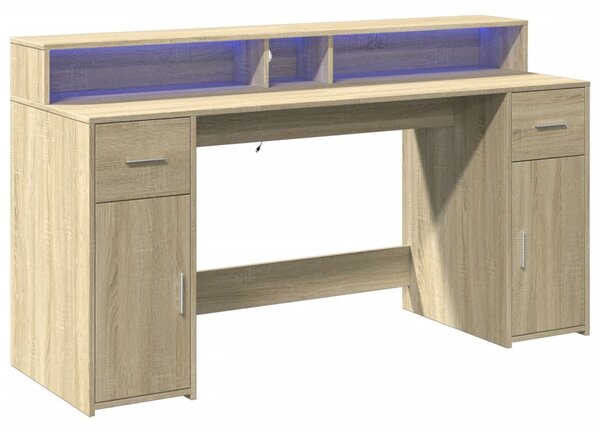 Psací stůl s LED dub sonoma 160 x 55 x 91 cm kompozitní dřevo 3309431