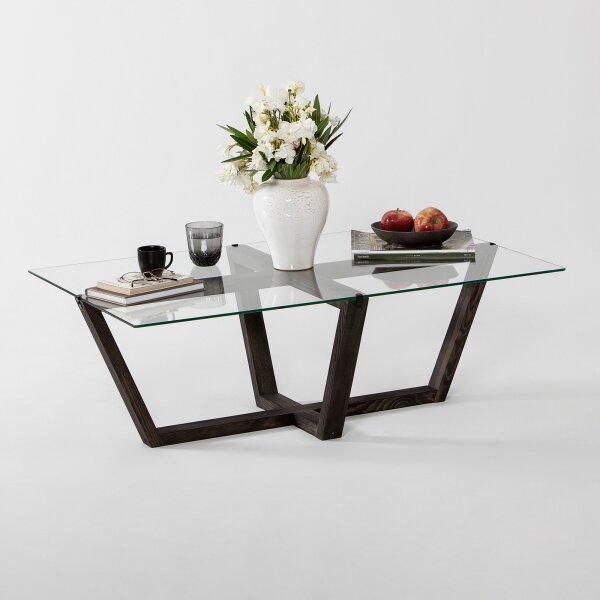 Konferenční stolek AMALFI 105x65 cm borovice/čirá