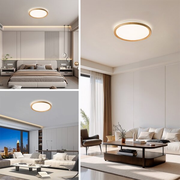 Brilagi-LED Stm. strop. sv. RIVO LED/72W/230V 3000-6000K dek. dřeva pr. 50 cm+DO