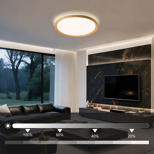 Brilagi-LED Stm. strop. sv. RIVO LED/72W/230V 3000-6000K dek. dřeva pr. 50 cm+DO