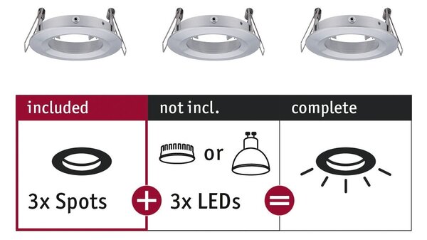 P 92484 Vestavné svítidlo Choose spot nevýklopné max. 10W hliník broušený 230V - PAULMANN