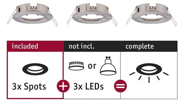 P 92479 Vestavné svítidlo Choose spot nevýklopné max. 10W kov kartáčovaný 230V - PAULMANN