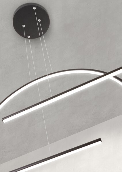 Redo 01-1737 Giotto, moderní závěsné svítidlo, 66W LED 3000K dimswitch, černá, délka 176cm