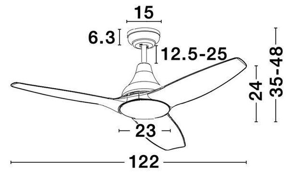 NV 5267301 Stropní ventilátor se světlem SAMOA tělo z oceli matná bílá a sklo 3ABS LED 18W 3000K - NOVA LUCE