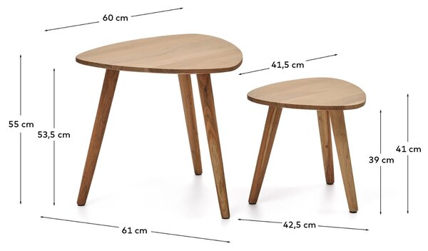 Kave Home Set dvou dřevěných odkládacích stolků Duvani