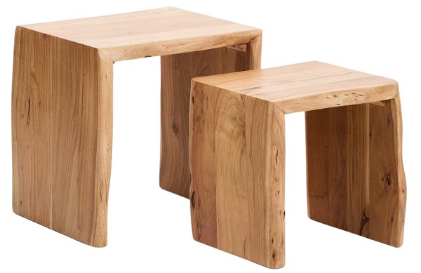 Kave Home Set dvou dřevěných odkládacích stolků Lomiri