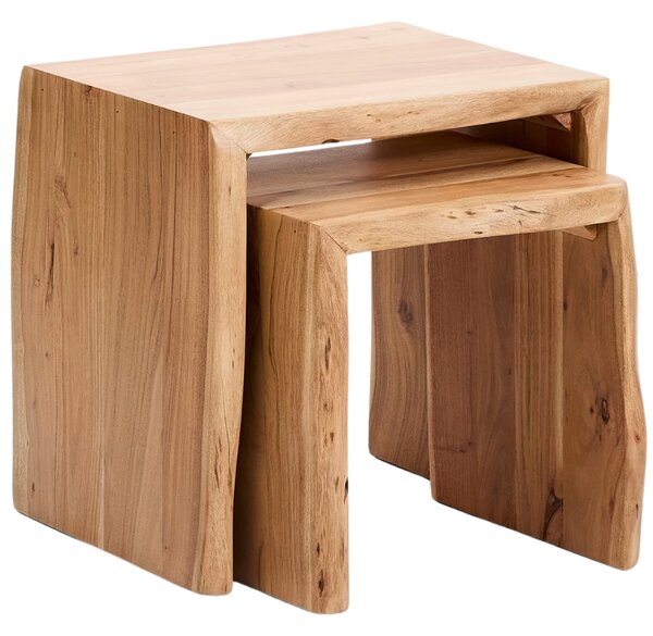 Kave Home Set dvou dřevěných odkládacích stolků Lomiri