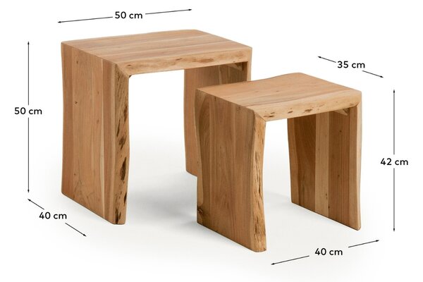 Kave Home Set dvou dřevěných odkládacích stolků Lomiri