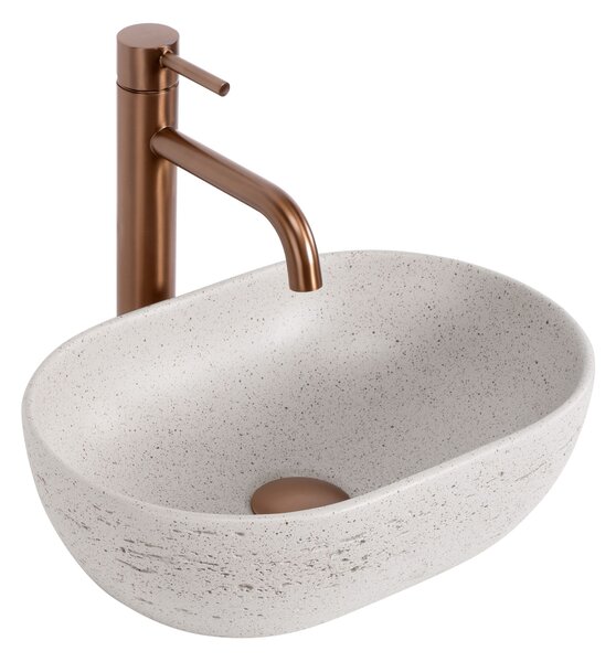 Rea Mira, oválné umyvadlo na desku, 375x255x120mm, béžová-imitace kamene, REA-U3224