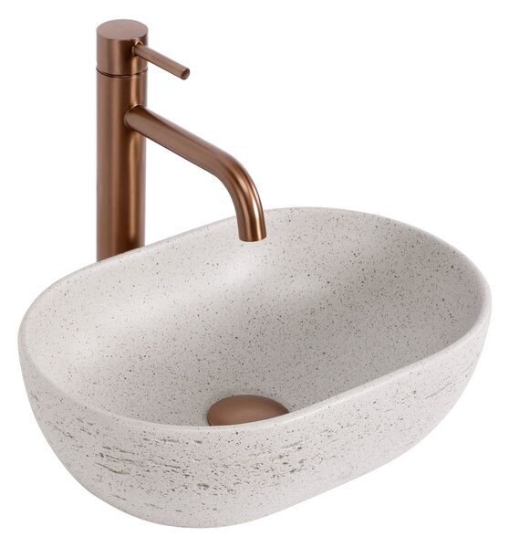 Rea Mira, oválné umyvadlo na desku, 375x255x120mm, béžová-imitace kamene, REA-U3224