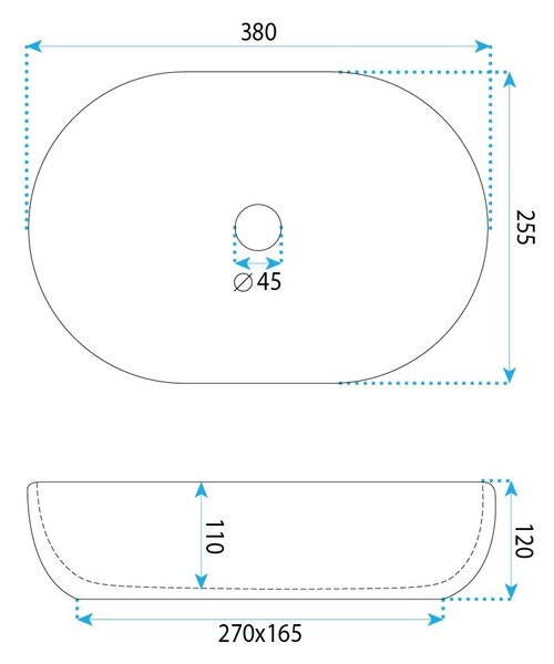 Rea Evora, oválné umyvadlo na desku, 375x255x120mm, béžová-imitace kamene, REA-U3225