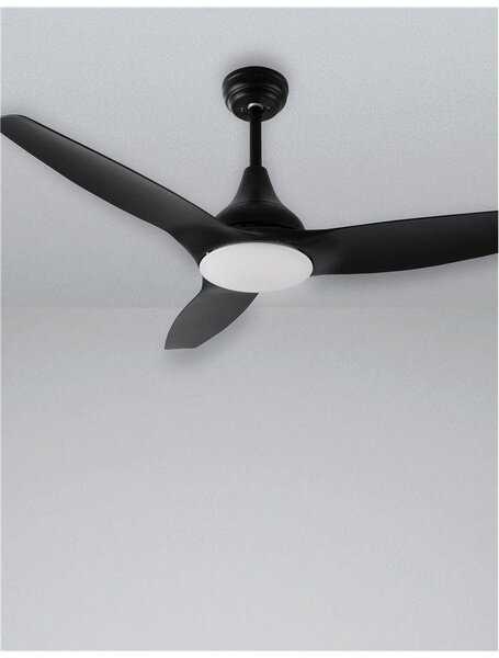 NV 5267302 Stropní ventilátor se světlem SAMOA tělo z oceli matná černá a sklo 3ABS černé listy LED 18W 3000K - NOVA LUCE