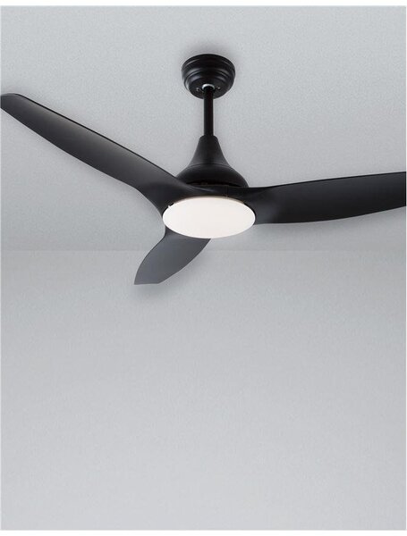 NV 5267302 Stropní ventilátor se světlem SAMOA tělo z oceli matná černá a sklo 3ABS černé listy LED 18W 3000K - NOVA LUCE