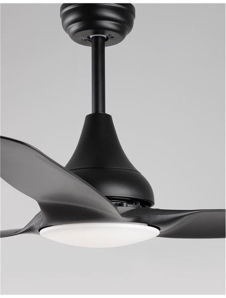 NV 5267302 Stropní ventilátor se světlem SAMOA tělo z oceli matná černá a sklo 3ABS černé listy LED 18W 3000K - NOVA LUCE