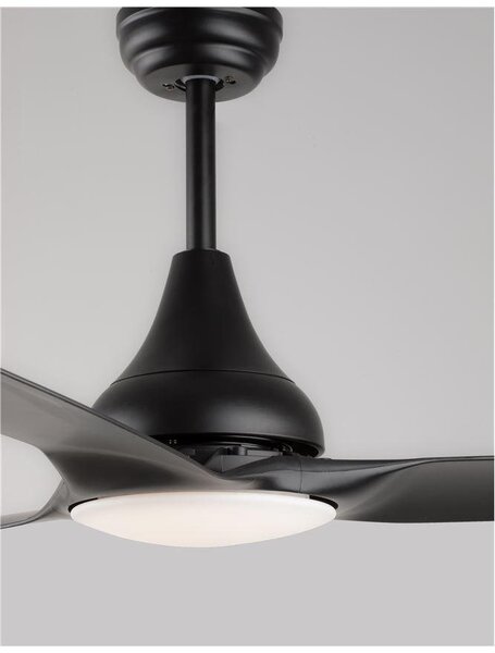 NV 5267302 Stropní ventilátor se světlem SAMOA tělo z oceli matná černá a sklo 3ABS černé listy LED 18W 3000K - NOVA LUCE