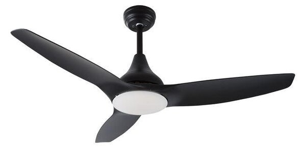 NV 5267302 Stropní ventilátor se světlem SAMOA tělo z oceli matná černá a sklo 3ABS černé listy LED 18W 3000K - NOVA LUCE