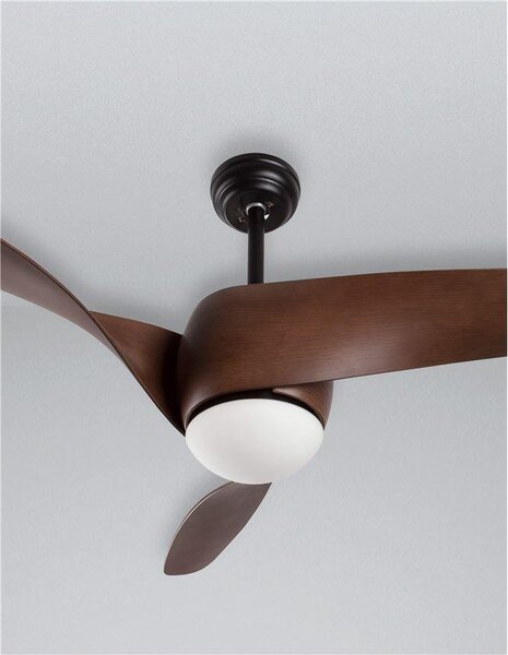 NV 5267611 Stropní ventilátor se světlem BREEZE matná černá / sklo 3ABS dřevěné listy LED 18W 3000K - NOVA LUCE